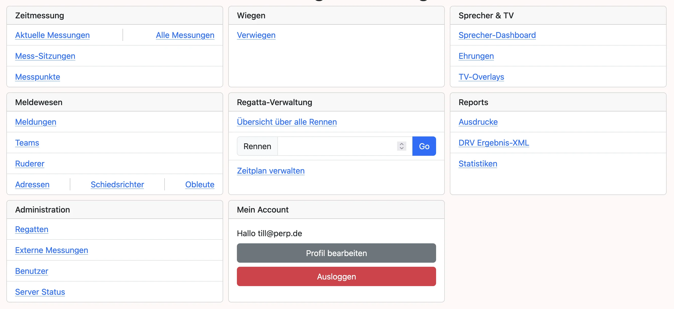 PERP Dashboard – Übersicht aller Funktionen